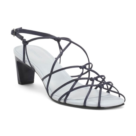 BERNARDO Midnight Made In Brazil Leather Catrina Strappy Heel Sandals - Picture 1 of 3